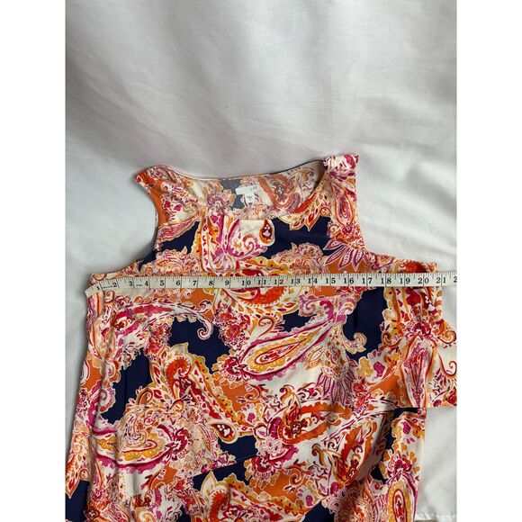 J Jill Colorful Paisley Print Layered Sleeveless Shift Dress Size M Classy Boho - Picture 10 of 11